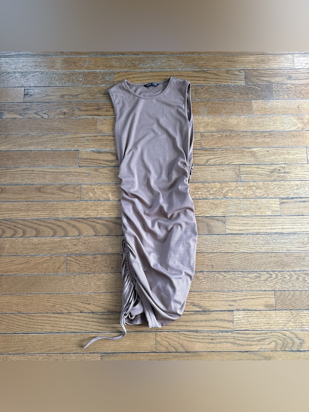 SHEIN Taupe Ruched Side Tank Dress